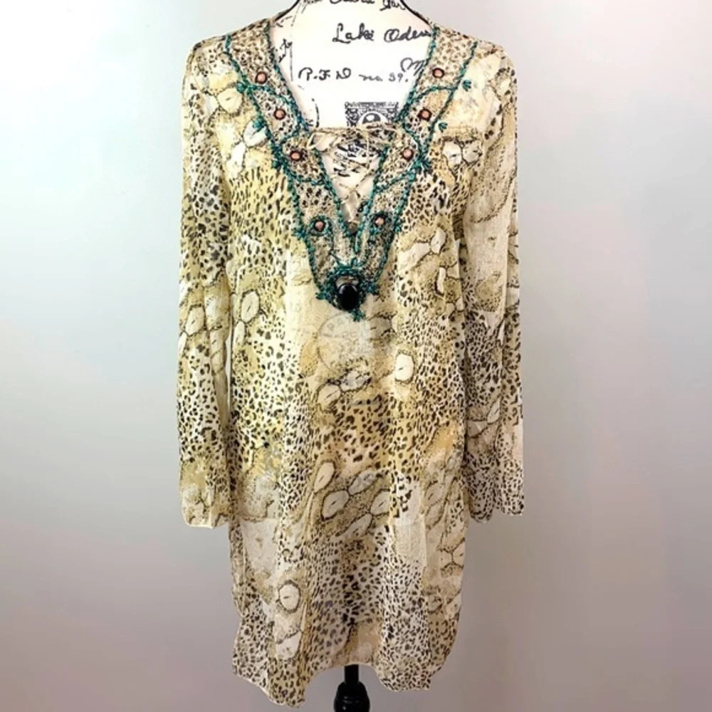 Japna Sheer Floral Coverup Tunic Resort Wear NEW!